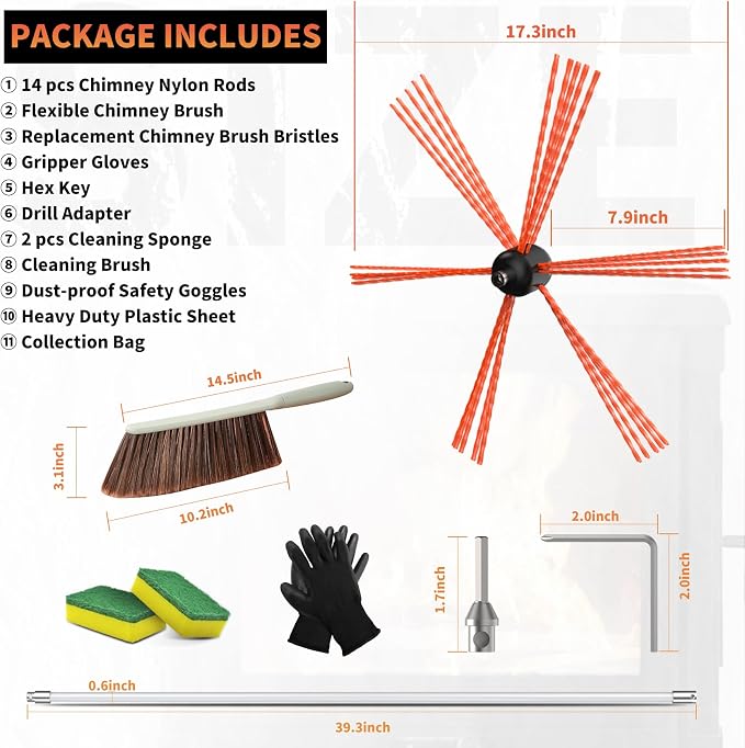Sealegend 46 Feet Chimney Cleaning Kit Chimney Brush, Chimney Sweep Kit and - Image 7