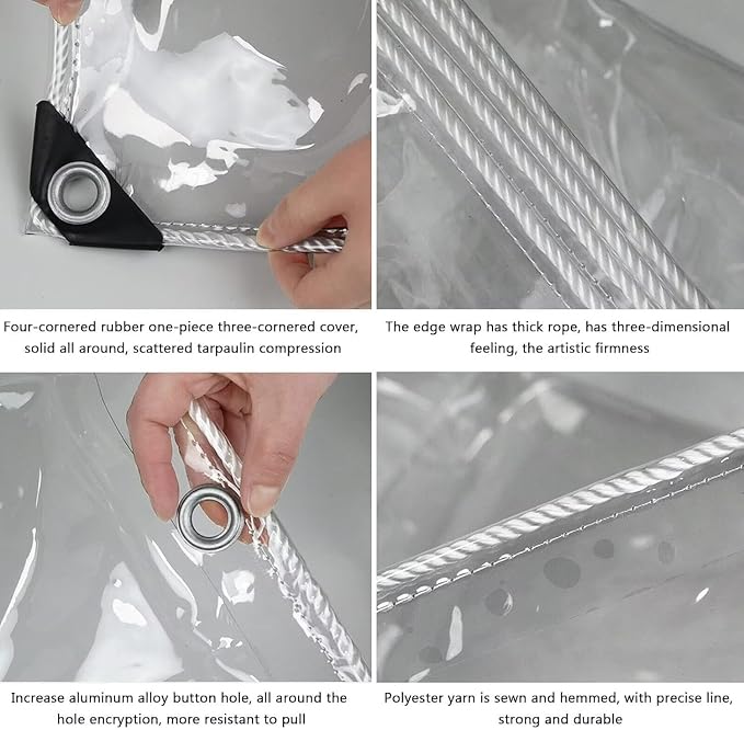 Clear Tarps Heavy Duty PVC, Transparent Tarp Durable Waterproof Dustproof - Image 5
