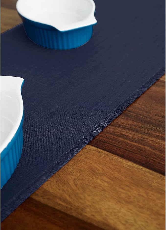 Solino Home Linen Navy Blue Table Runner 108 Inches Long - Image 9