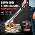 Stainless Steel Grill Tongs, 17 Inch, Set of 2 with Silicone Grips