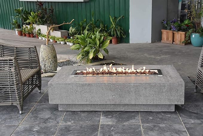 Elementi | Hampton Gas Fire Pit Cast Concrete 56" Rectangular Fire Table - Image 7
