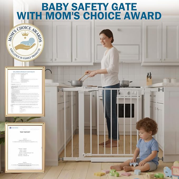 Baby Gate for Stairs, 29.7-40.6" Pressure Mounted Dog Gate, Auto Close Safety - Image 2