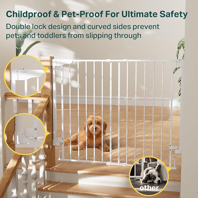 Cumbor 34" Extra Tall No Bottom Bar Baby Gate - Image 7
