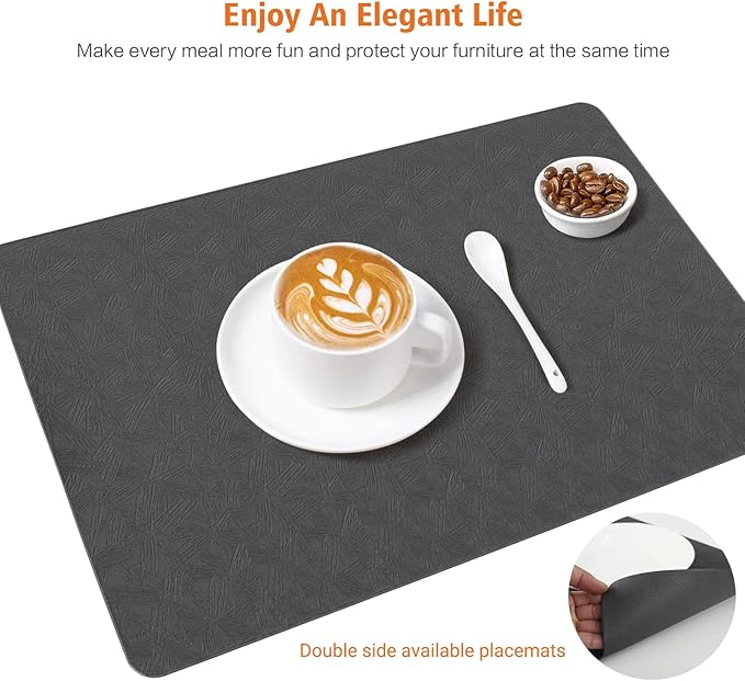 Vinyl Placemats Set of 8 Heat Resistant Easy Clean Non-Slip Place Mats - Image 7