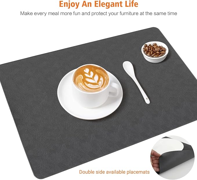 Vinyl Placemats Set of 4 Heat Resistant Easy Clean Non-Slip Place Mats - Image 7