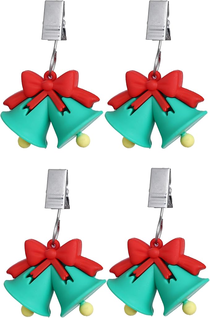 TwoFish Home Set of 4 Xmas Bell Tablecloth Weights Clips Handicraft Xmas Bell - Image 4