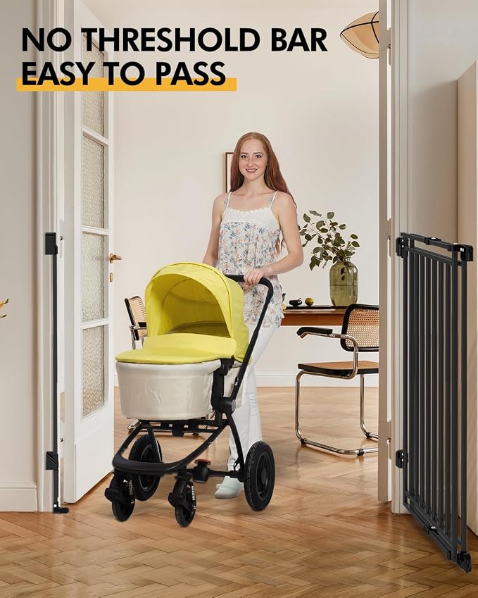 Baby Gate for Stairs Doorways & Kitchen, Extra Wide 32"-54" W x Extra Tall 39" H - Image 4