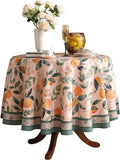patdrea Designer Linen Small Round Table Cloth, Vintage Framhouse Oranges and by Welcometopatdrea