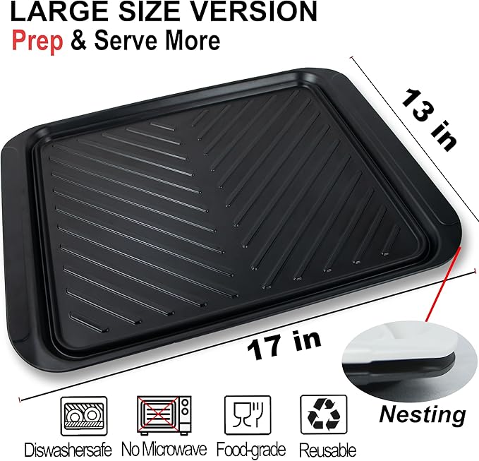Extra Large Grilling Prep and Serve Trays, 17.3x13 inch BBQ Tray - Image 3