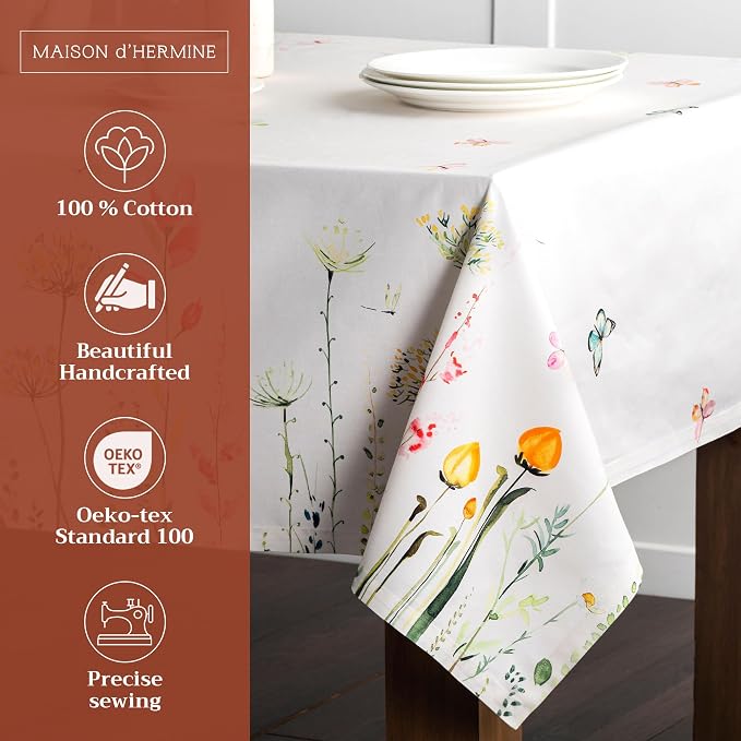 Maison d' Hermine Table Cloth Rectangle Table 100% Cotton 60 x 90 Inches - Image 2