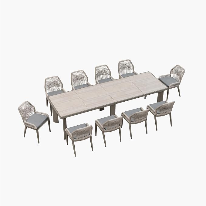 PURPLE LEAF 11 Pieces Patio Dining Set Aluminum Oversize Rectangular Table and - Image 9