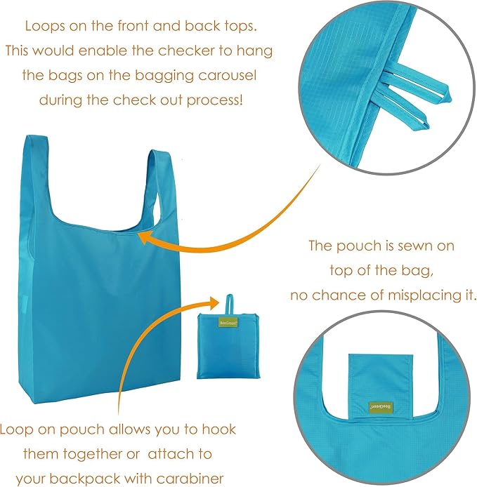 BeeGreen Light Blue Reusable Shopping Bags Wholesale Blue Reusable Grocery Bags - Image 5