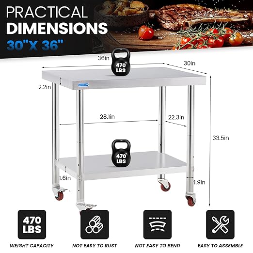 Stainless Steel Table for Prep & Work - Image 3