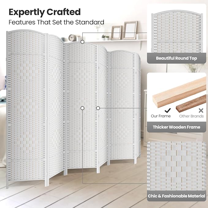 6 Panel Room Divider, 6Ft Folding Privacy Screen, Tall - Image 2