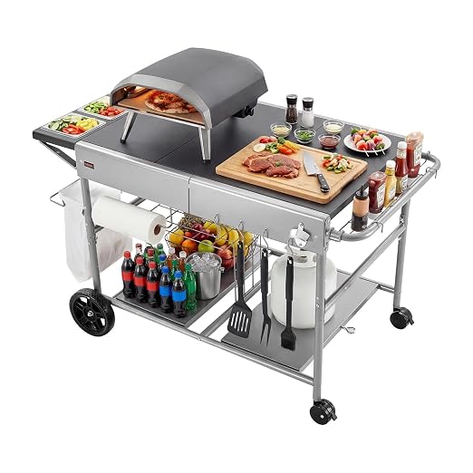 VEVOR Outdoor Grill Cart, 36.4 x 23.4 x 1 inch Tabletop Size Grilling Table by VEVOR