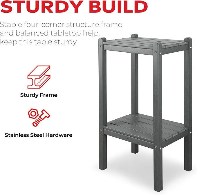 Costaelm Outdoor Side Table, 2-Tier Small Patio Coffee Tables - Image 8