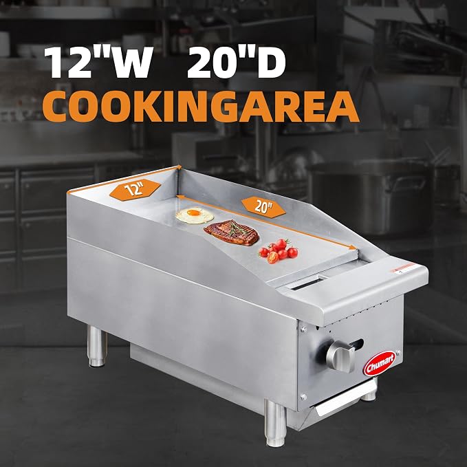 12" Commercial Countertop Griddle, Single Burners Gas Griddle, 30000 BTU Output - Image 8