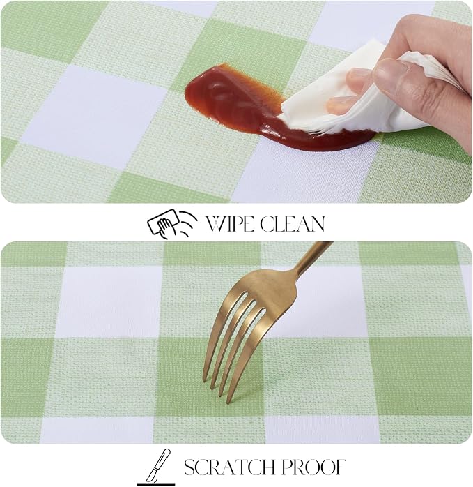 MOSAYT Rectangle Vinyl Tablecloth, 100% Waterproof Buffalo Gingham Plastic - Image 8