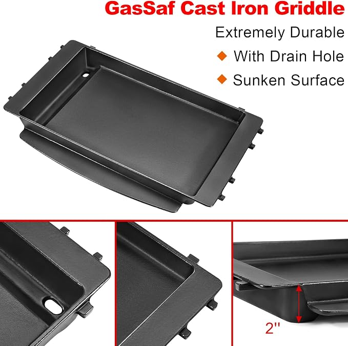 GasSaf 7658 Griddle for Weber Spirit 200 300, Grill Pan for Spirit II E-210 - Image 3