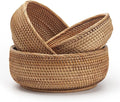 Round Rattan Fruit Baskets Woven Storage Bowls Key Holder Stackable by DECRAFTS