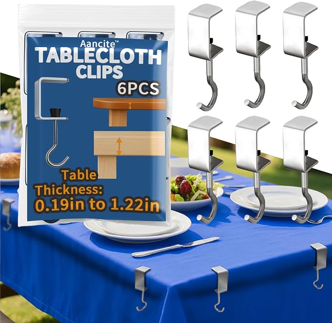 6 Packs Adjustable Tablecloth Clips by Unknown