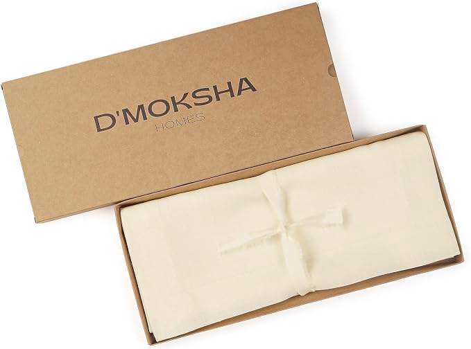 D'Moksha Homes Linen Cream Table Runner 120 Inches Long - Image 4