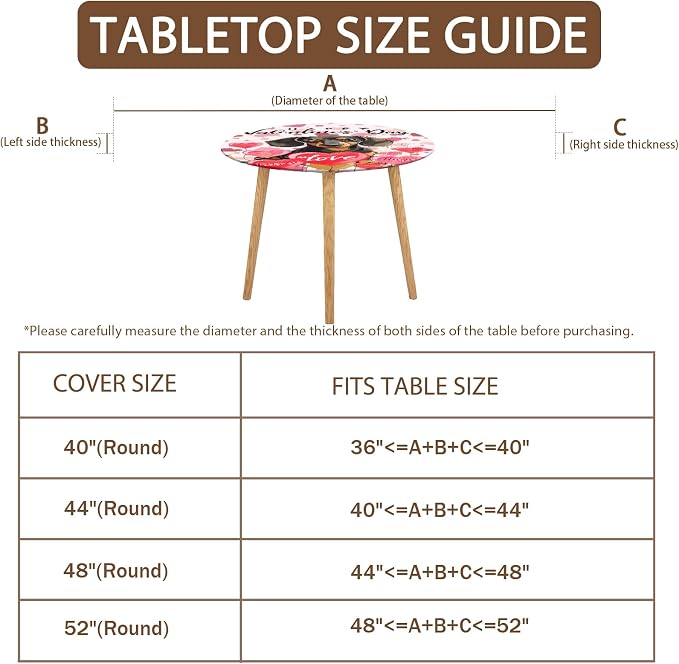 Valentines Day Round Fitted Tablecloth - Image 4