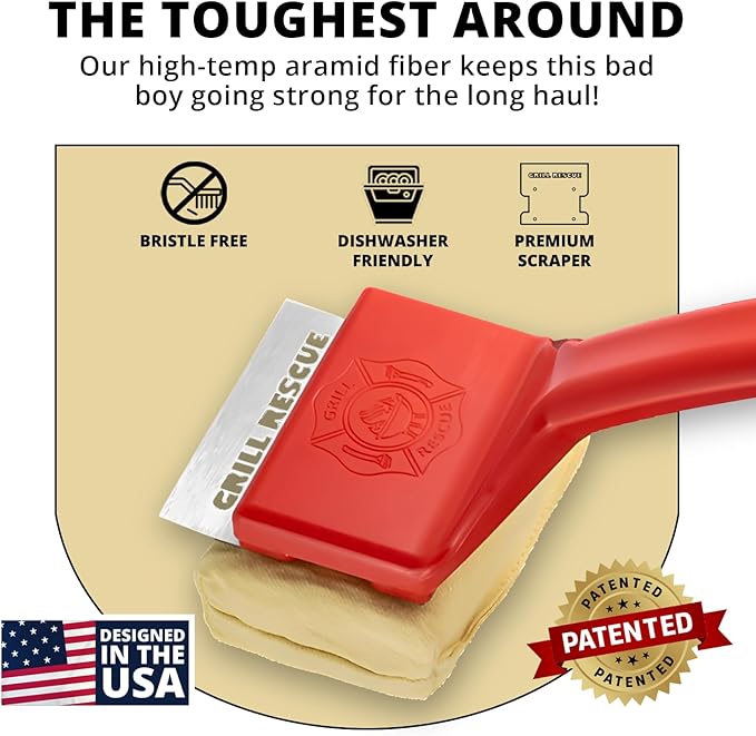 Grill Brush with Replaceable Head, Bristle-Free Cleaner for Griddles