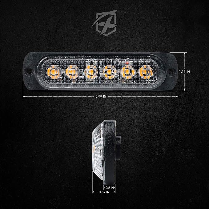 Xprite 4PCS LED Emergency Strobe Lights, Amber 6-LED Surface Mount Flashing - Image 8