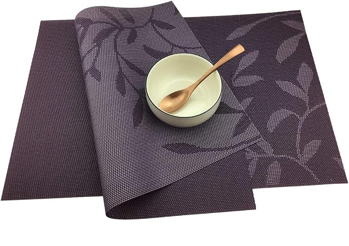 Gugrida Place Mats PVC Set of 6, Table Placemats Set of 6 PVC Woven Vinyl Place - Image 5