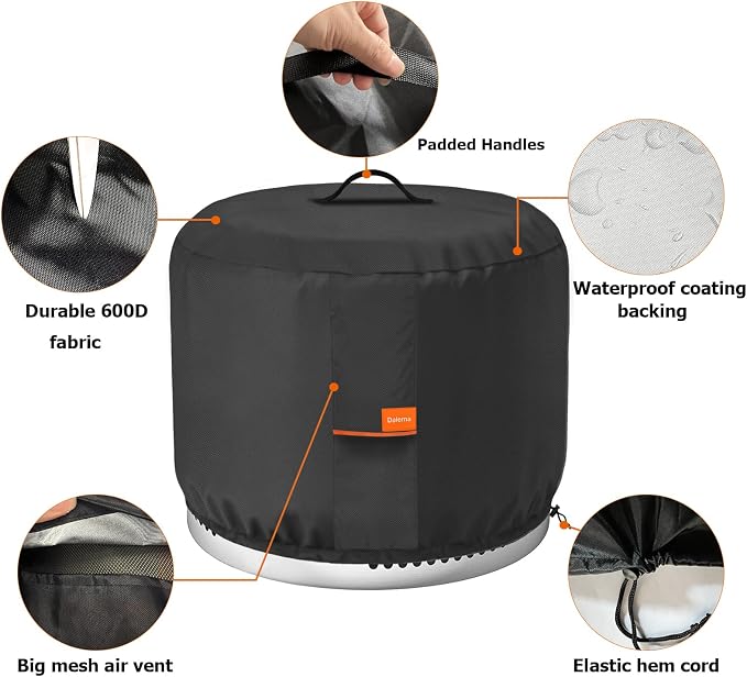 Round Fire Pit Cover, Outdoor 600D Heavy Duty Waterproof Tear-Resistant Yukon - Image 3