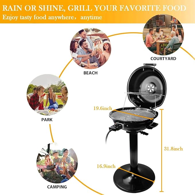 Electric Grill, Techwood Indoor/Outdoor Electric BBQ Grill, 1600W Portable - Image 5