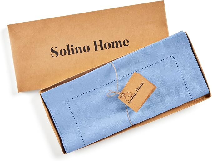 Solino Home Linen Cornflower Blue Hemstitch Table Runner 36 Inches - Image 5