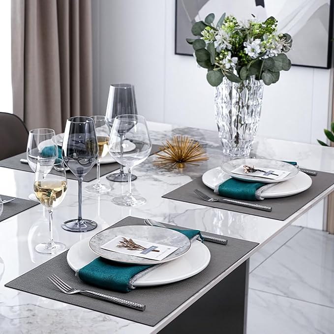 Placemats Set of 4 Faux Leather Waterproof Oil-Proof Wipeable Table Mats - Image 4