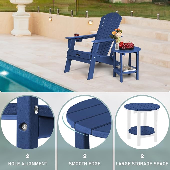 FUNBERRY Outdoor Adirondack Side Table Set of 2, 2-Tier Patio End Tables - Image 6