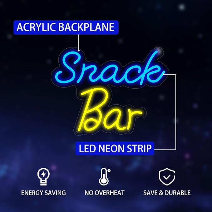 Snack Bar Neon Sign for Wall Decor, USB Powered Snack Bar Led Sign, Reusable - Image 4