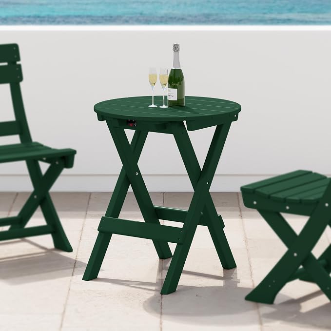 Costaelm Paradise HDPE Outdoor 24.5 Inch Round Portable Folding Patio Dining - Image 2