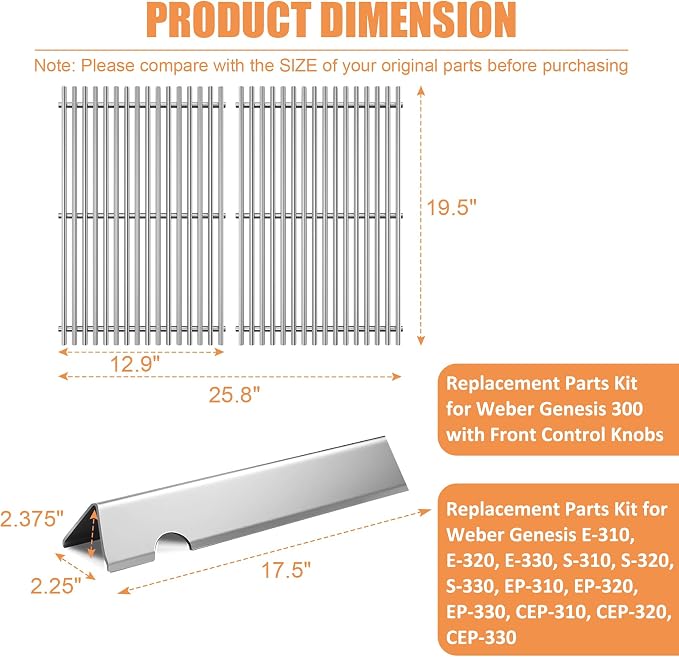 Genesis Grill Replacement Parts 7524 7528 Grates 7621 7620 Flavorizer Bars - Image 2