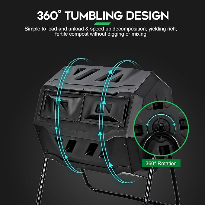 F2C Compost Bin Outdoor 43 Gallon Garden Dual Chamber Composter Bin - Image 4