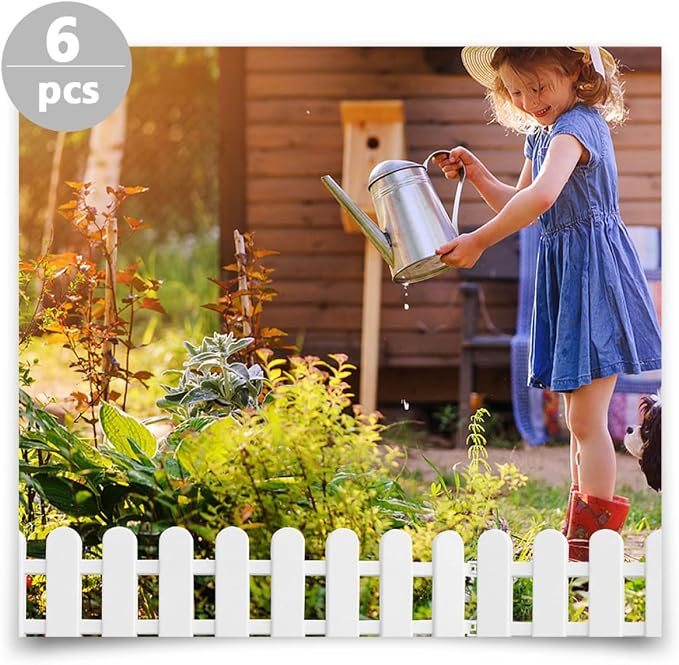 Housoutil 6Pcs Plastic Yard Fence Garden Edging Decorative Picket Fence - Image 4