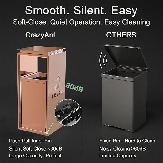 Commercial Trash Can - 42L Heavy Duty Stainless Steel Garbage Bin - Image 5