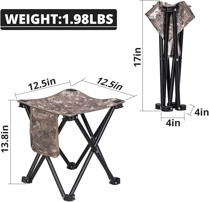 Triple Tree 1 Pack Folding Camping Stool, 13.8 Inch Small Portable Lightweight - Image 2
