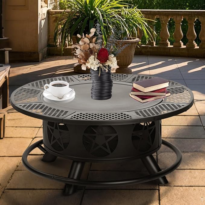 42 Inch Fire Pit with 2 Grills, Extra Large Wood Burning Fire Pits - Image 4