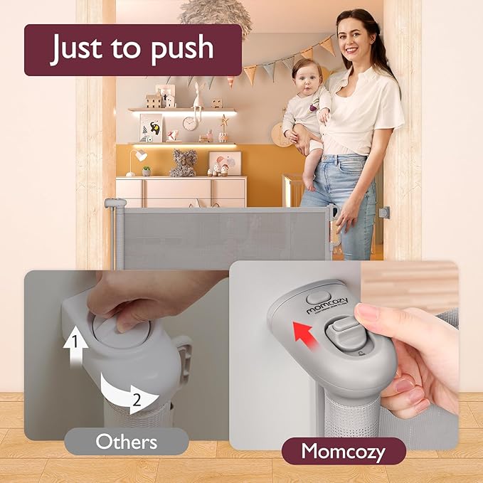 Retractable Baby Gate, Momcozy Extra Wide Mesh Baby Gates - Image 4