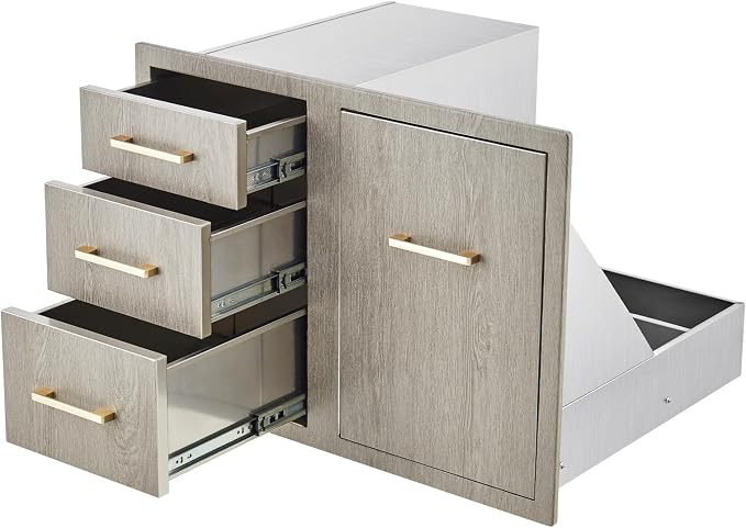 Stainless Steel Outdoor Kitchen Door Drawer Combo 29.5" W x 22.6" H x 21.7" D by GarveeTech