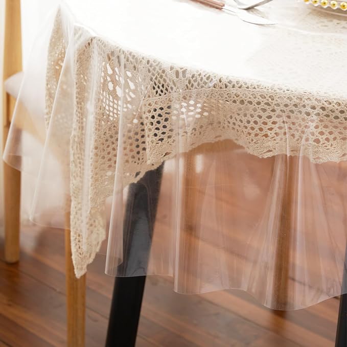 Clear Plastic Tablecloth Protector Round 60inch Diameter Waterproof Oilproof by Rawgoodz