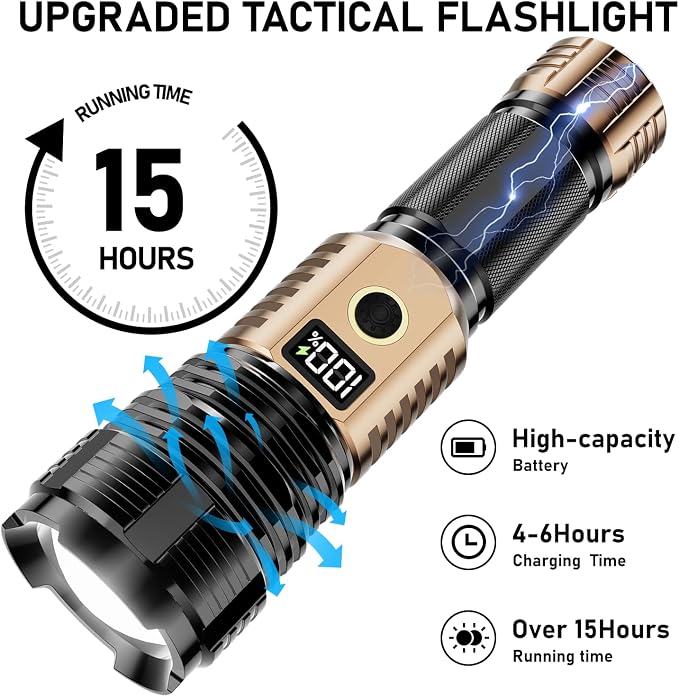 Flashlights High Lumens Rechargeable, LED Super Bright Flash Light Long Beam - Image 4