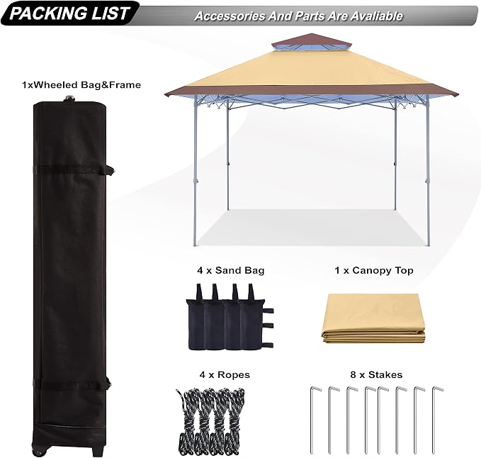 ABCCANOPY 13x13 Pop Up Canopy Base on 10x10 Canopy Frame - Image 6