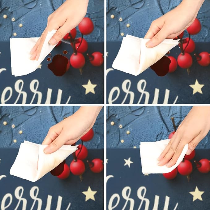Merry Christmas Candle Star Round Table Cloth Cover, Elastic Edge Waterproof - Image 4