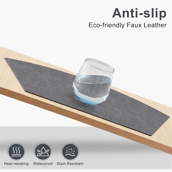 Homaxy Round Table Placemats Set of 6, Washable Wedge Shaped Faux Leather Table - Image 3